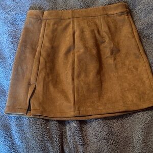 Suede-Look A-Line Mini Skirt - Olive